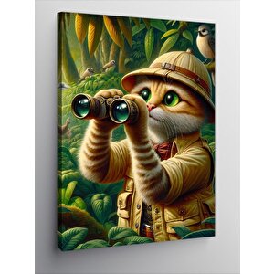 Kanvas Tablo İzci Şapkalı Kedi 100x140 cm