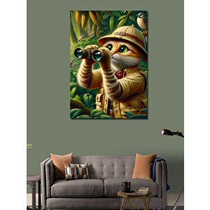 Kanvas Tablo İzci Şapkalı Kedi 100x140 cm