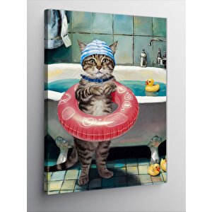 Kanvas Tablo Küvetteki Kedi