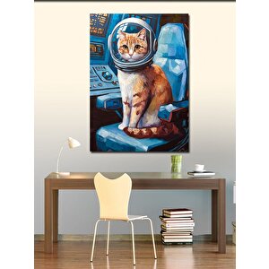 Kanvas Tablo Astronot Kedi 100x140 cm