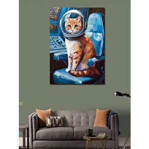 Kanvas Tablo Astronot Kedi 100x140 cm