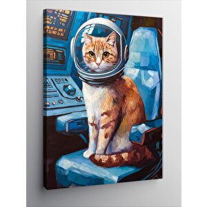 Kanvas Tablo Astronot Kedi 70x100 cm