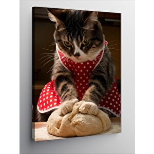 Kanvas Tablo Hamur Yoğuran Kedi