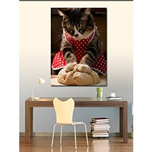 Kanvas Tablo Hamur Yoğuran Kedi