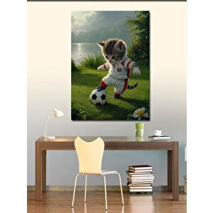 Kanvas Tablo Futbol Oynayan Yavru Kedi