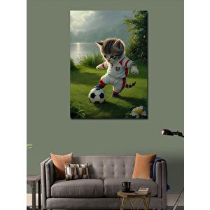 Kanvas Tablo Futbol Oynayan Yavru Kedi