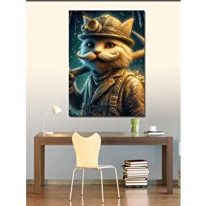 Kanvas Tablo Bıyıklı Madenci Kedi