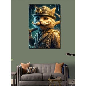 Kanvas Tablo Bıyıklı Madenci Kedi