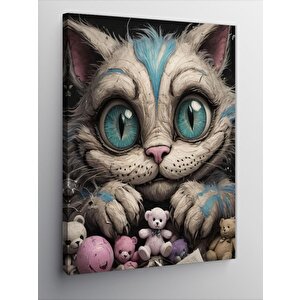Kanvas Tablo Korkunç Kedi Ve Oyuncak Pandalar