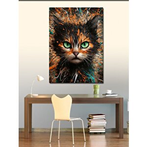 Kanvas Tablo Renkli Desenler Ve Kedi
