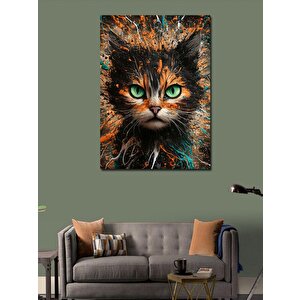 Kanvas Tablo Renkli Desenler Ve Kedi