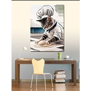 Kanvas Tablo Hamur Yapan Kedi 100x140 cm