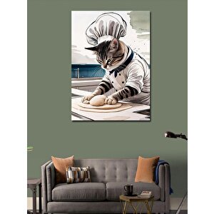 Kanvas Tablo Hamur Yapan Kedi 70x100 cm