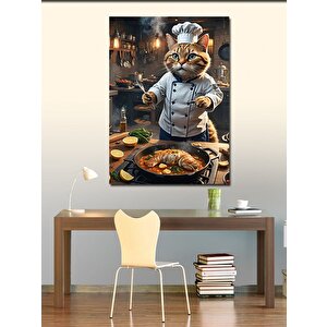 Kanvas Tablo Mutfaktaki Aşçı Kedi 70x100 cm