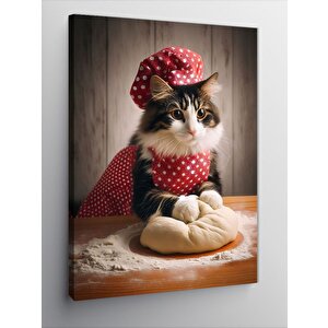 Kanvas Tablo Hamur Yoğuran Kedi