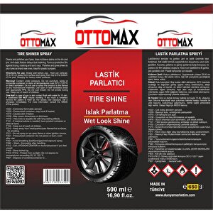 Ottomax Oto Lastik Parlatma Spreyi 500 Ml  Lastik Temizleme Bakım Spreyi