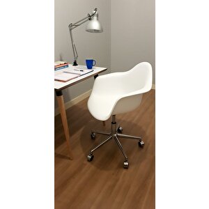 Kolçaklı Ofis Sandalyesi Çalışma Koltuğu Ofis Koltuğu Beyaz