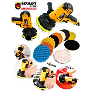 1073 125mm Devir Ayarlı Profesyonel  Polisaj Makinesi Zımpara Ve Parlatma Seti 11 Parça