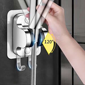 Wuvera Krom Kendinden Yapışkanlı 15 Kg Taşıyabilen Nano Duş Başlığı Askısı Duş Mafsalı