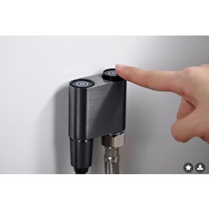 Taharatmatik Bide Sprey Yıkama Sistemi Manyetik Askı Ve Etejerli Gun Grey H707gr