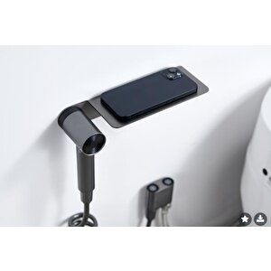 Taharatmatik Bide Sprey Yıkama Sistemi Manyetik Askı Ve Etejerli Gun Grey H707gr
