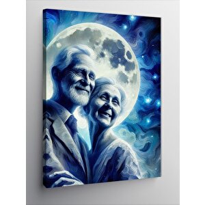 Kanvas Tablo Dolunay Ve Yaşlı Çift