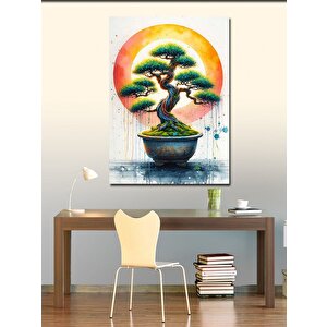 Kanvas Tablo Vazodaki Ağaç Ve Güneş 70x100 cm