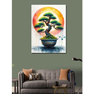 Kanvas Tablo Vazodaki Ağaç Ve Güneş 70x100 cm