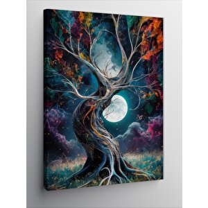 Kanvas Tablo Dolunay Ve Ağaç 100x140 cm