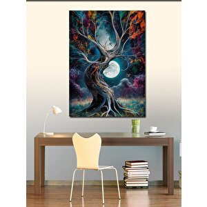 Kanvas Tablo Dolunay Ve Ağaç 100x140 cm