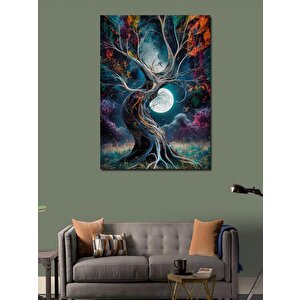 Kanvas Tablo Dolunay Ve Ağaç 100x140 cm