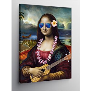 Kanvas Tablo Güneş Gözlüklü Gitar Çalan Monalisa 100x140 cm