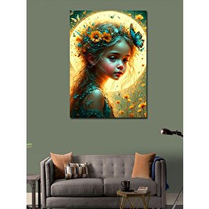 Kanvas Tablo Dolunay Ve Kız Çocuğu 70x100 cm