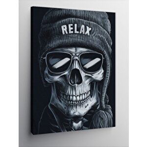 Kanvas Tablo Bereli Ve Güneş Gözlüklü İskelet 70x100 cm