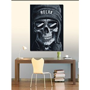 Kanvas Tablo Bereli Ve Güneş Gözlüklü İskelet 70x100 cm