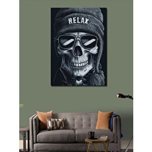 Kanvas Tablo Bereli Ve Güneş Gözlüklü İskelet 70x100 cm