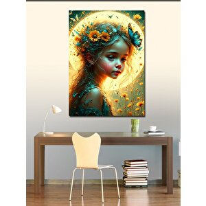 Kanvas Tablo Dolunay Ve Kız Çocuğu 100x140 cm