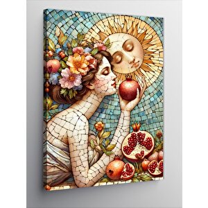Kanvas Tablo Mozaik Nar Güneş Ve Kadın 70x100 cm