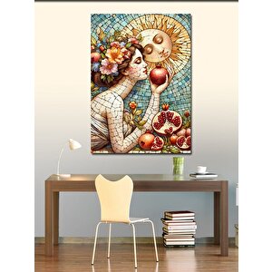 Kanvas Tablo Mozaik Nar Güneş Ve Kadın 70x100 cm