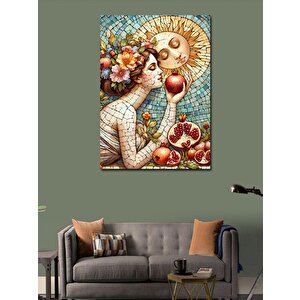 Kanvas Tablo Mozaik Nar Güneş Ve Kadın 70x100 cm