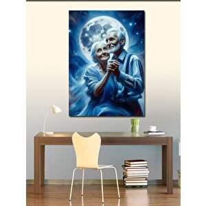 Kanvas Tablo Dolunay Ve Yaşlı Çift 100x140 cm