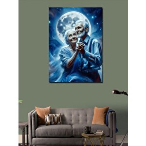 Kanvas Tablo Dolunay Ve Yaşlı Çift 100x140 cm