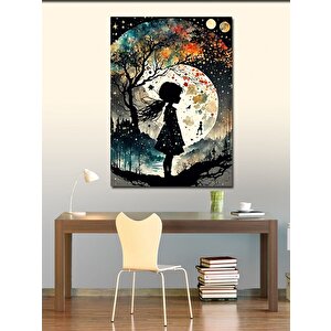 Kanvas Tablo Ormandaki Küçük Kız Ve Dolunay 70x100 cm