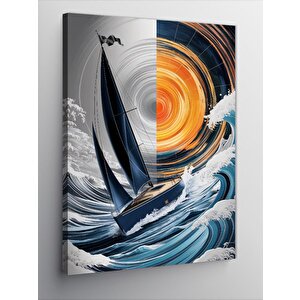 Kanvas Tablo Yelkenli Tekne Ve Güneş 100x140 cm