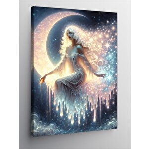 Kanvas Tablo Beyaz Melek Ve Hilal 70x100 cm