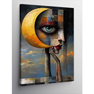Kanvas Tablo Soyut Kadın Ve Hilal 100x140 cm