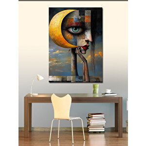 Kanvas Tablo Soyut Kadın Ve Hilal 100x140 cm
