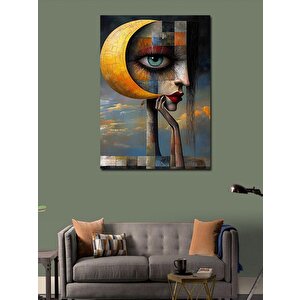 Kanvas Tablo Soyut Kadın Ve Hilal 100x140 cm