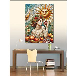 Kanvas Tablo Mozaik Kadın Ve Güneş 70x100 cm