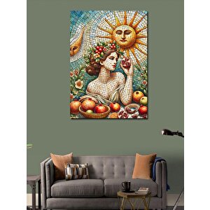 Kanvas Tablo Mozaik Kadın Ve Güneş 70x100 cm